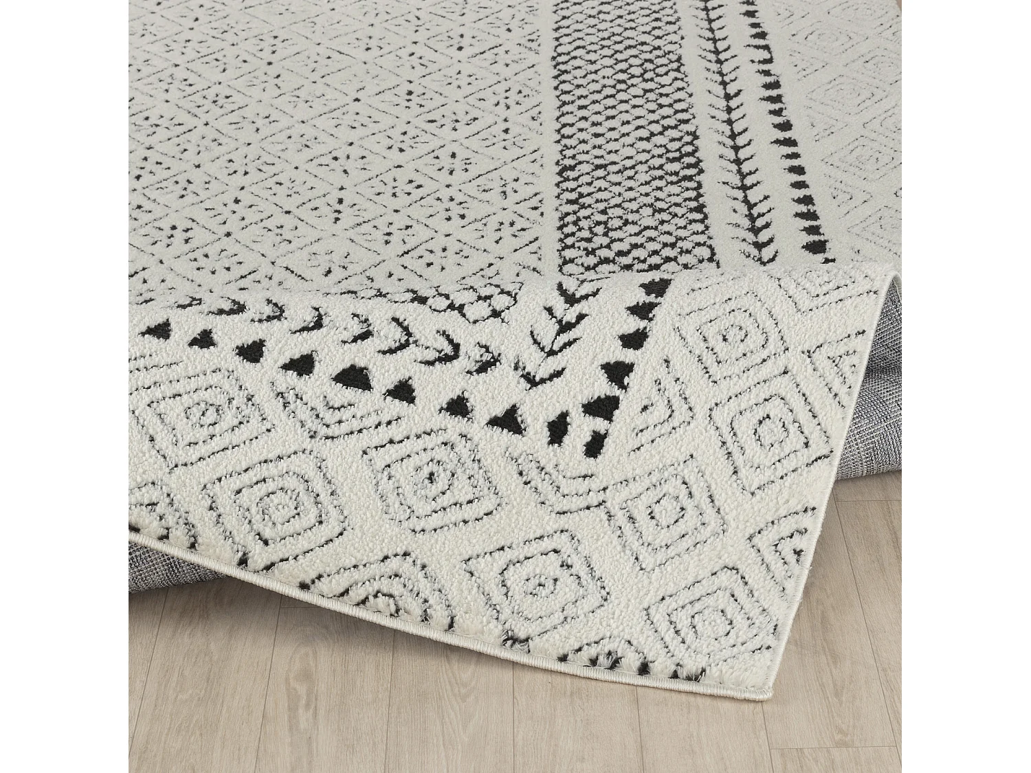 Scandinavisch Boho Tapijt - Ivoor/Zwart - 160x213cm - AMBRE