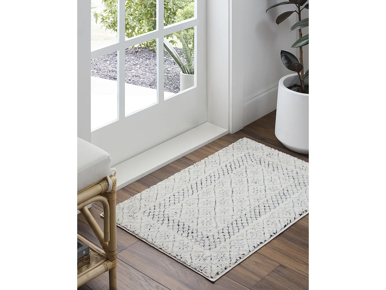 Scandinavisch Boho Tapijt - Ivoor/Zwart - 160x213cm - AMBRE