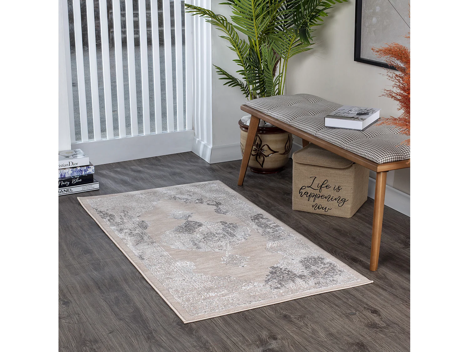 Tapis Vintage Oriental - Beige/Gris - 80x150cm - AZRA
