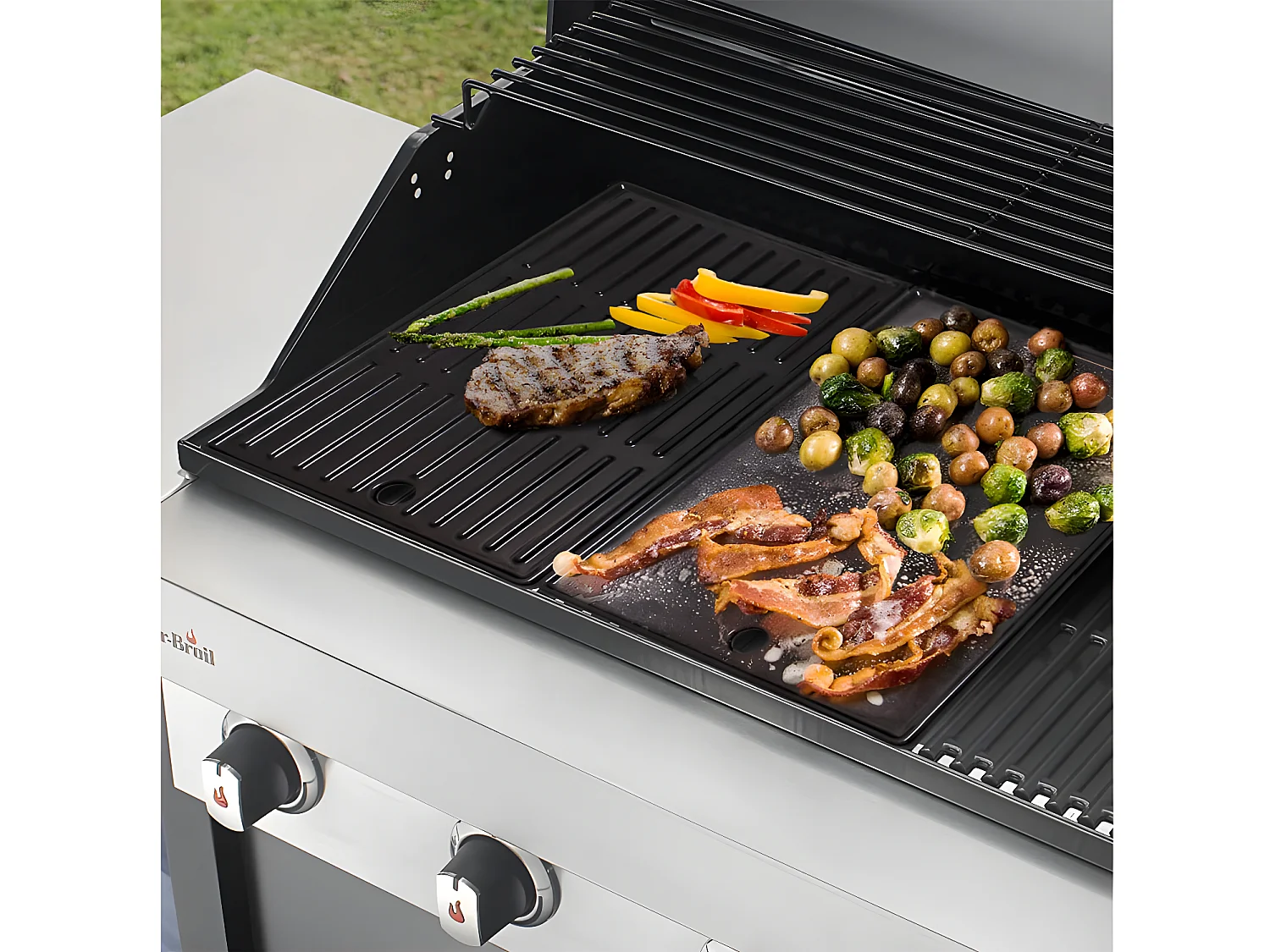 Plancha en fonte 43,5 x 20,8 cm pour barbecue 3 brûleurs Char-Broil