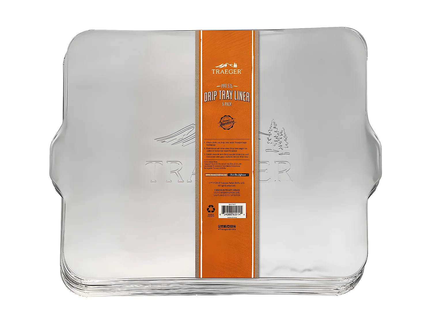 Lot de 5 plaques aluminium de récupération des graisses pour barbecue à pellets Pro 575 - Traeger