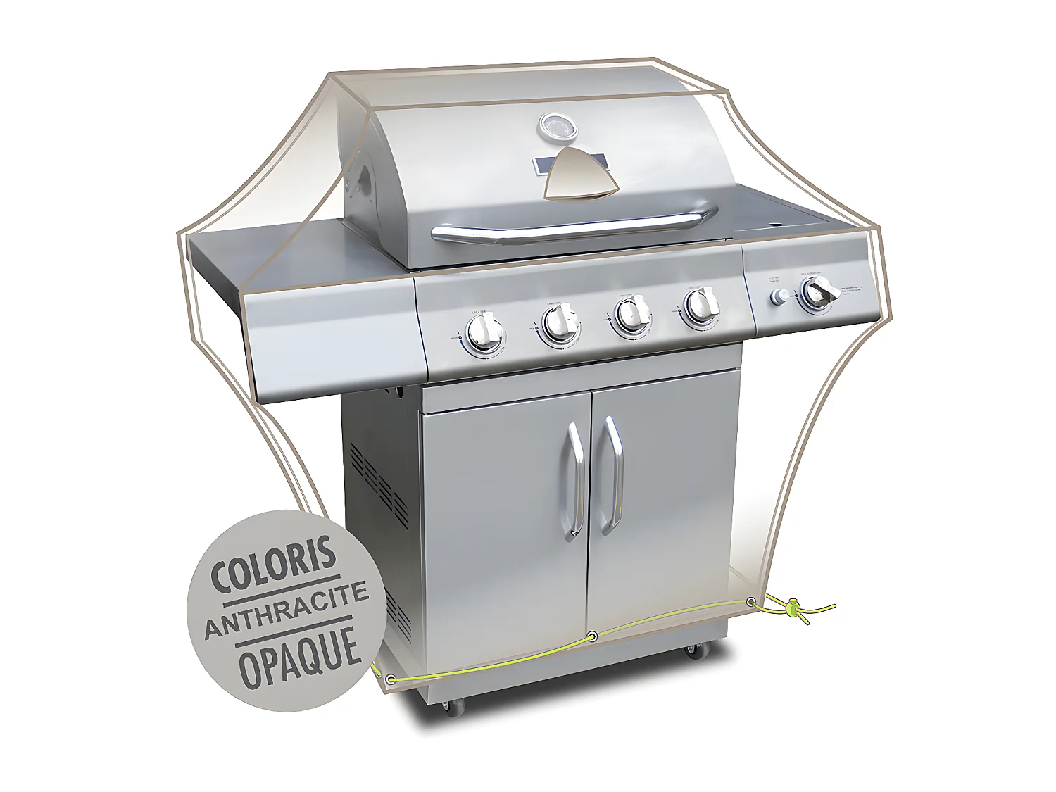 Housse pour barbecue à gaz avec tablettes latérales Cover Air - 147 x 80 x 90 cm - Jardiline