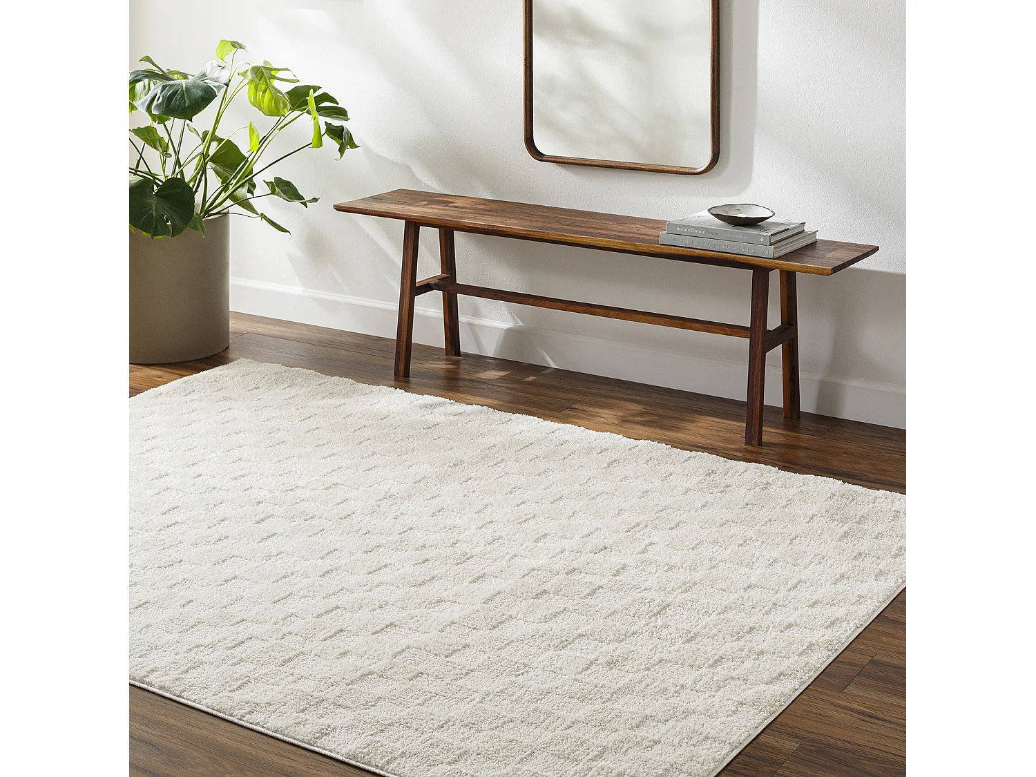 Tapis Scandinave à Carreaux - Ivoire - 200x275cm - IRINA