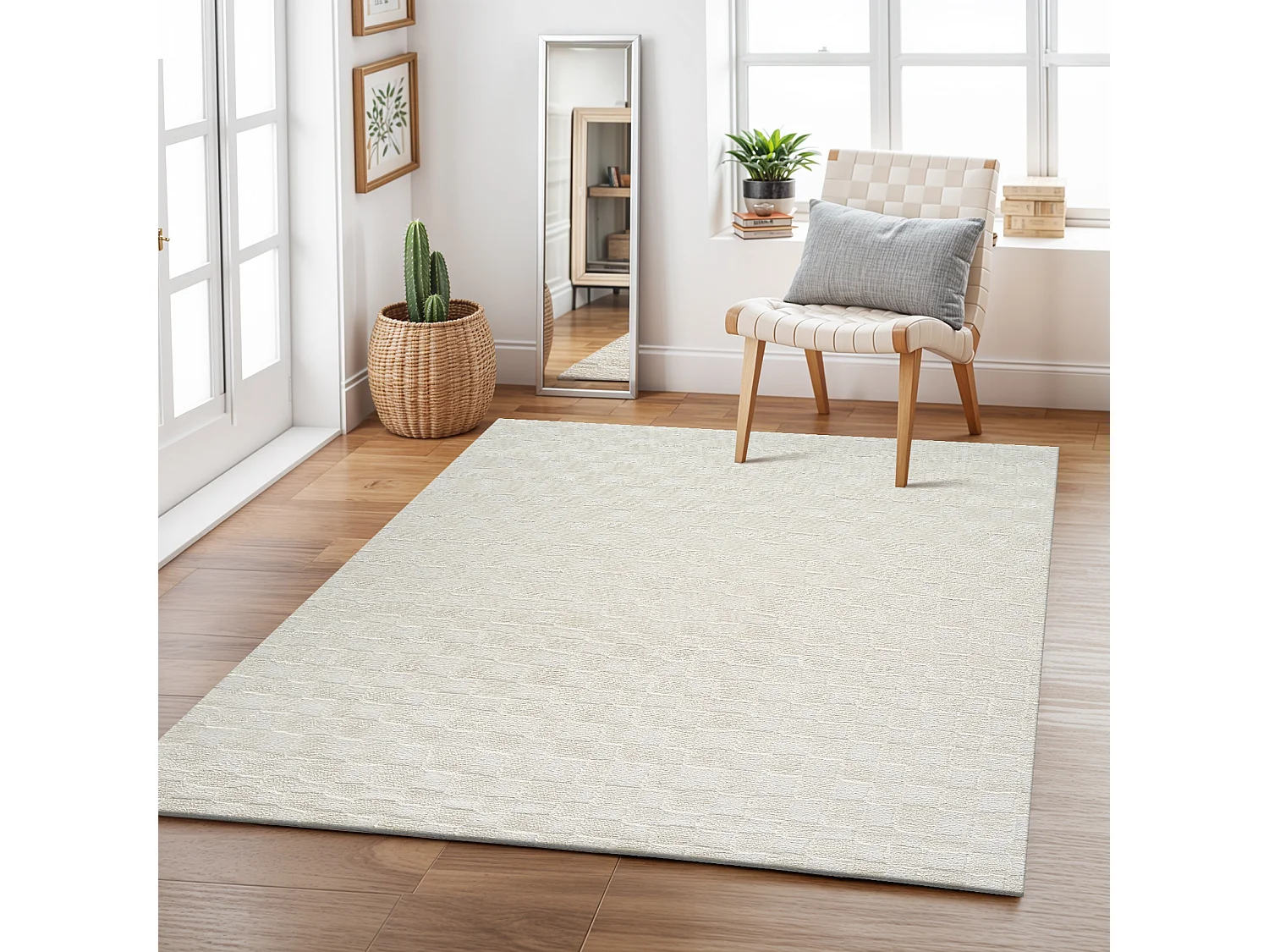 Scandinavisch Tapijt met Ruiten - Ivoor - 160x213cm - IRINA