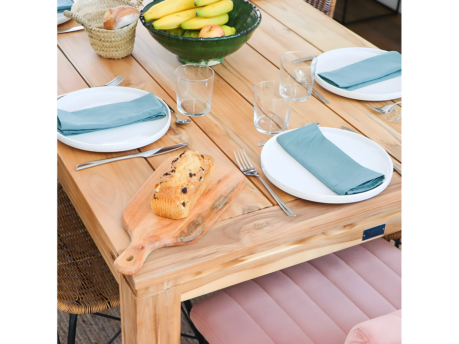 Table à manger de jardin en teck 4 à 6 personnes 160cm - Stella
