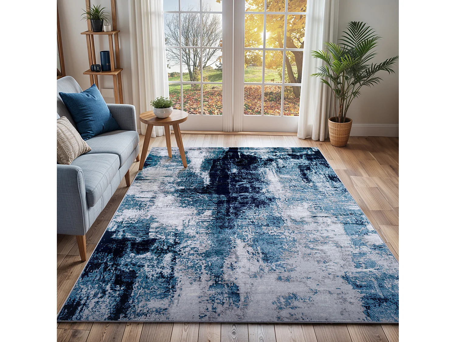 Modern Abstract Tapijt - Blauw/Grijs - 200x275cm - GIULIA