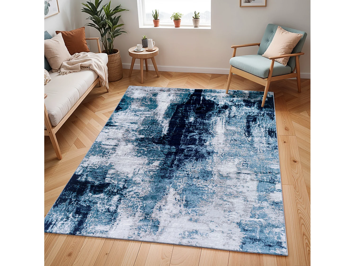 Modern Abstract Tapijt - Blauw/Grijs - 200x275cm - GIULIA
