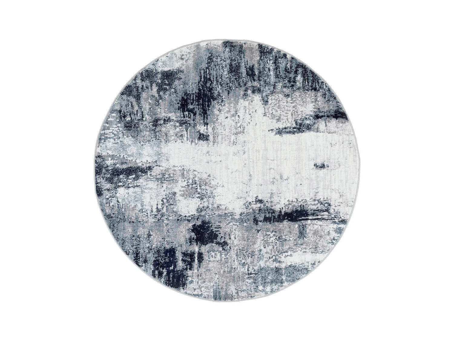 Rond Modern Abstract Tapijt - Blauw/Grijs - Ø 160cm - GIULIA