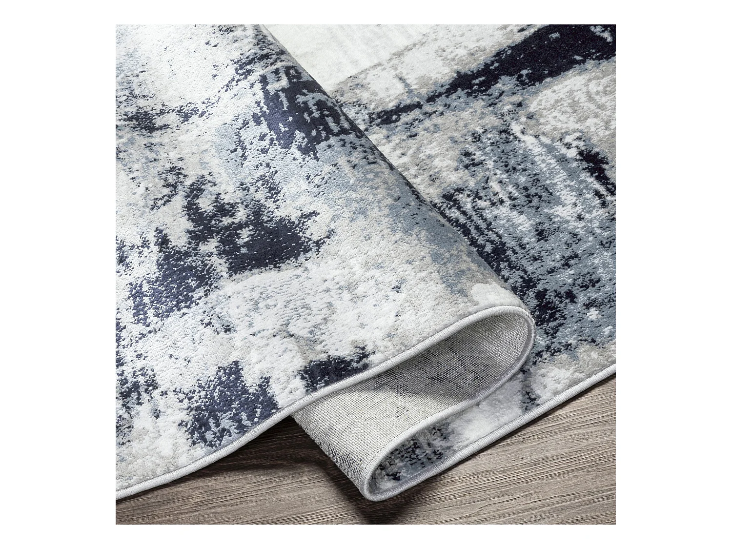 Rond Modern Abstract Tapijt - Blauw/Grijs - Ø 160cm - GIULIA