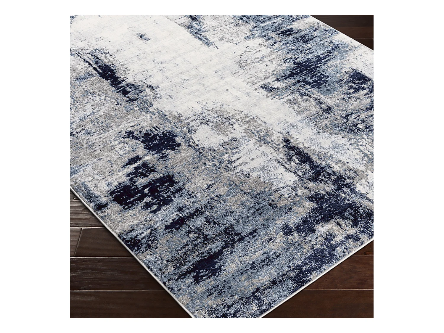 Rond Modern Abstract Tapijt - Blauw/Grijs - Ø 160cm - GIULIA