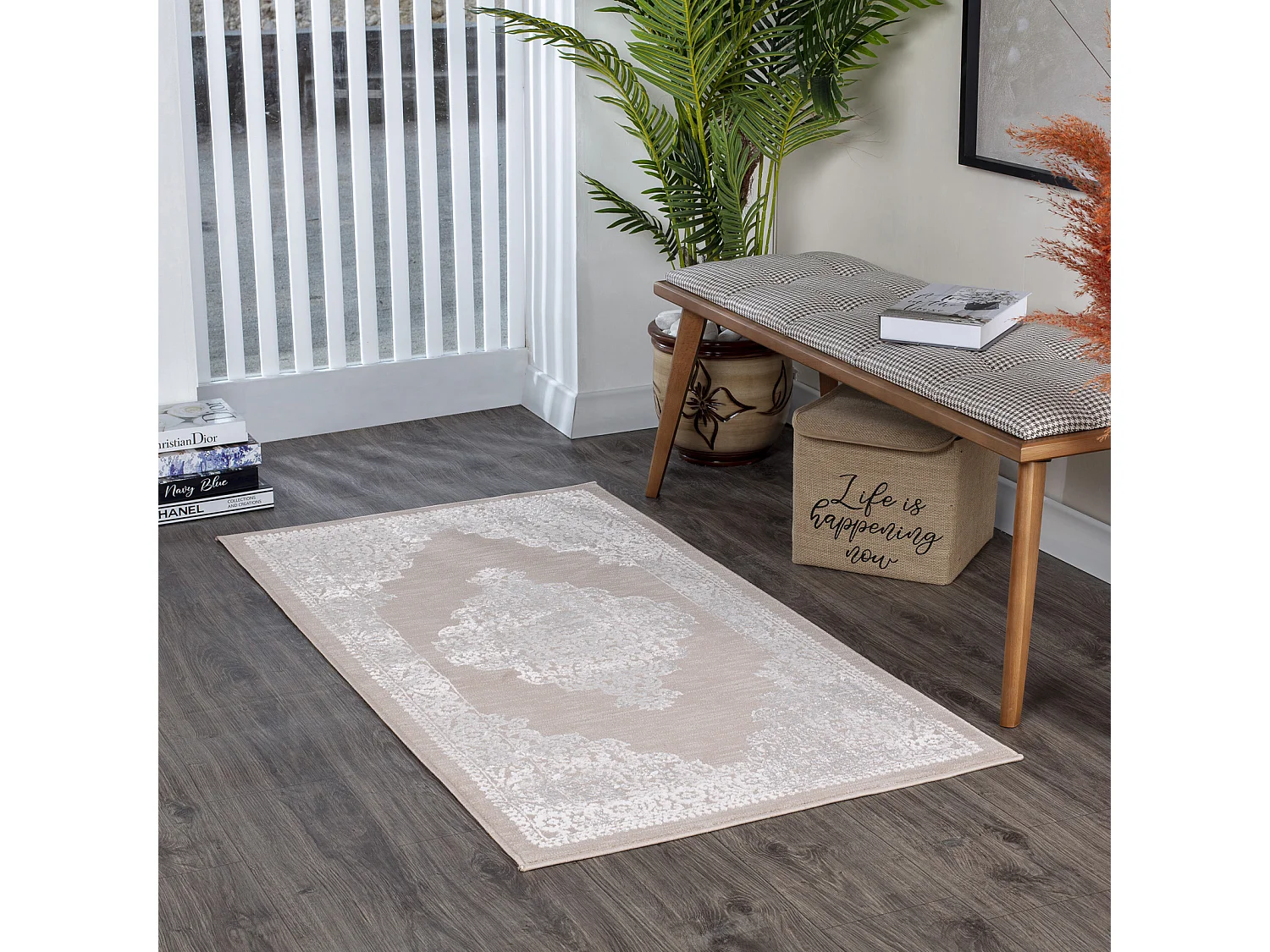 Tapis Vintage Oriental - Beige/Blanc - 80x150cm - ELIN