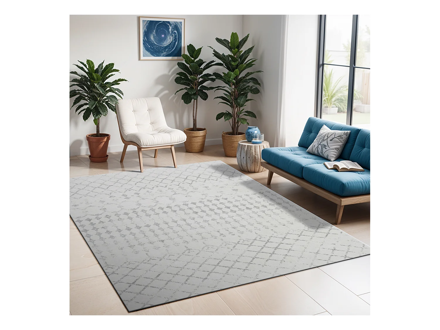 Berber Etnisch Tapijt - Wit/Grijs - 80x150cm - SOFIA