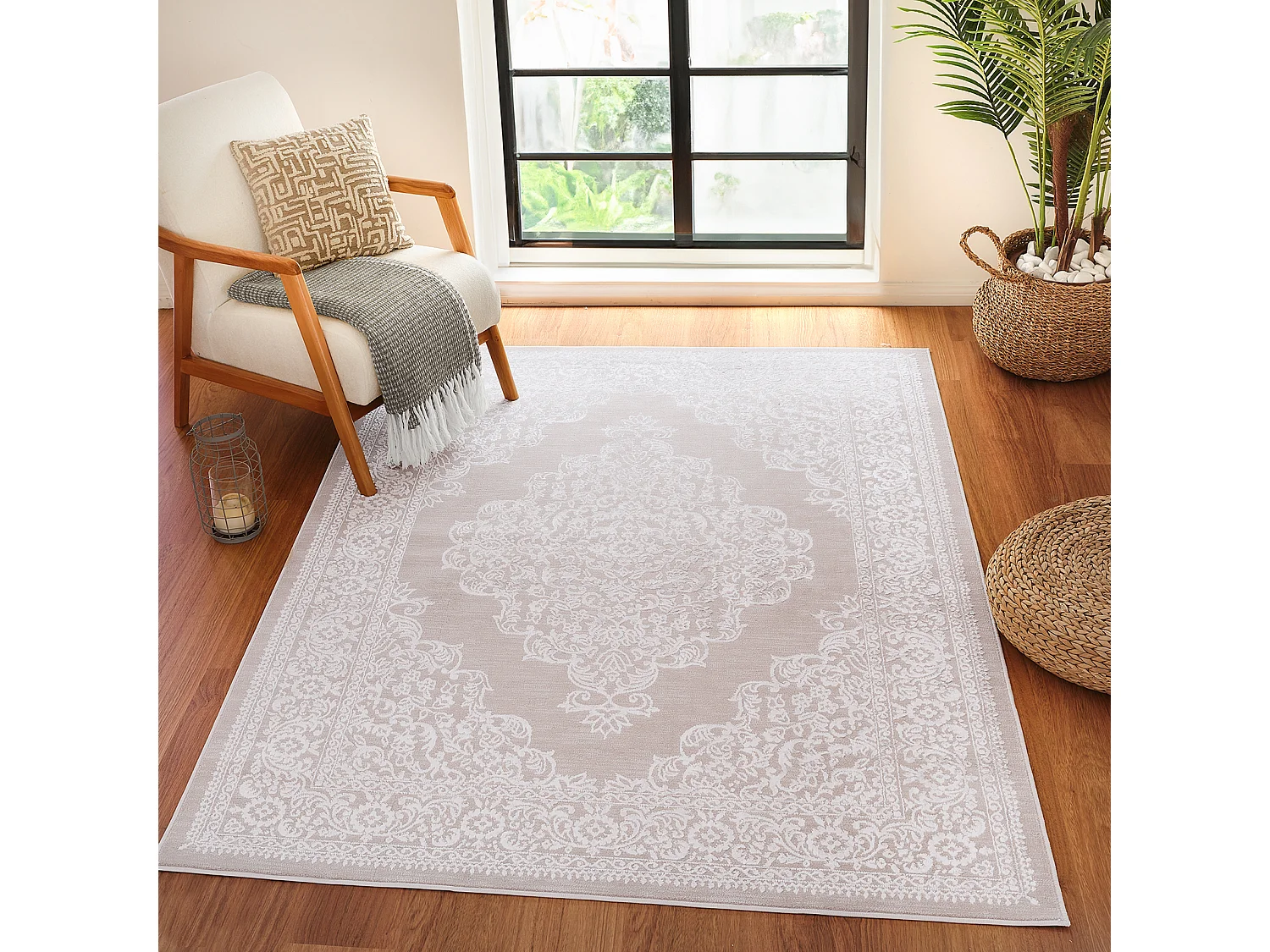 Tapis Vintage Oriental - Beige/Blanc - 200x275cm - ELIN