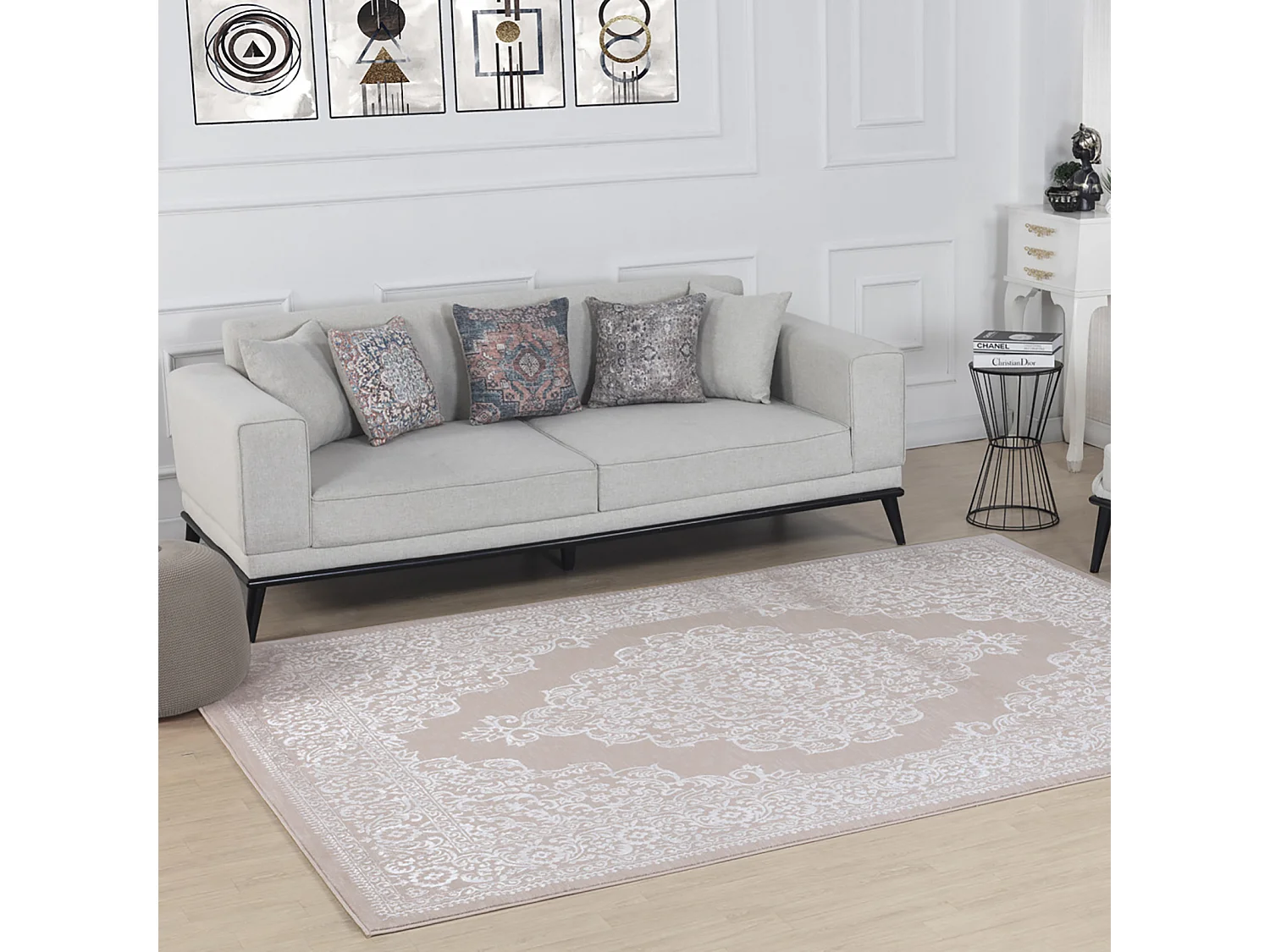 Tapis Vintage Oriental - Beige/Blanc - 200x275cm - ELIN