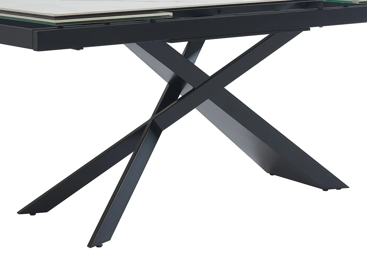 Table à manger extensible 6 à 10 personnes en céramique, verre trempé et métal - Effet marbre blanc et Noir - LUMIEL de Maison Céphy