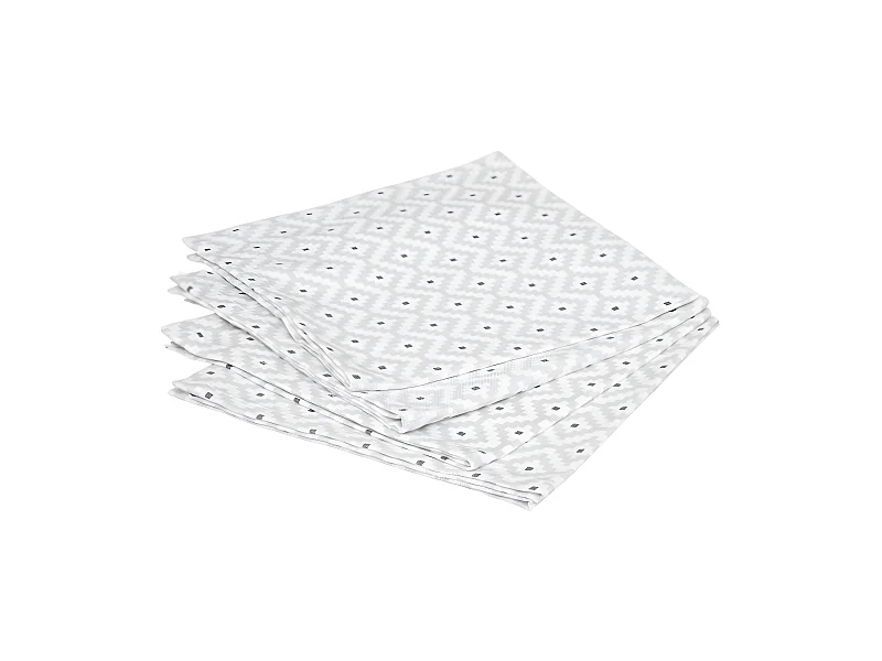 Lot de 4 Serviettes de table en Coton Gris imprimé Etnik 40 x 40 cm