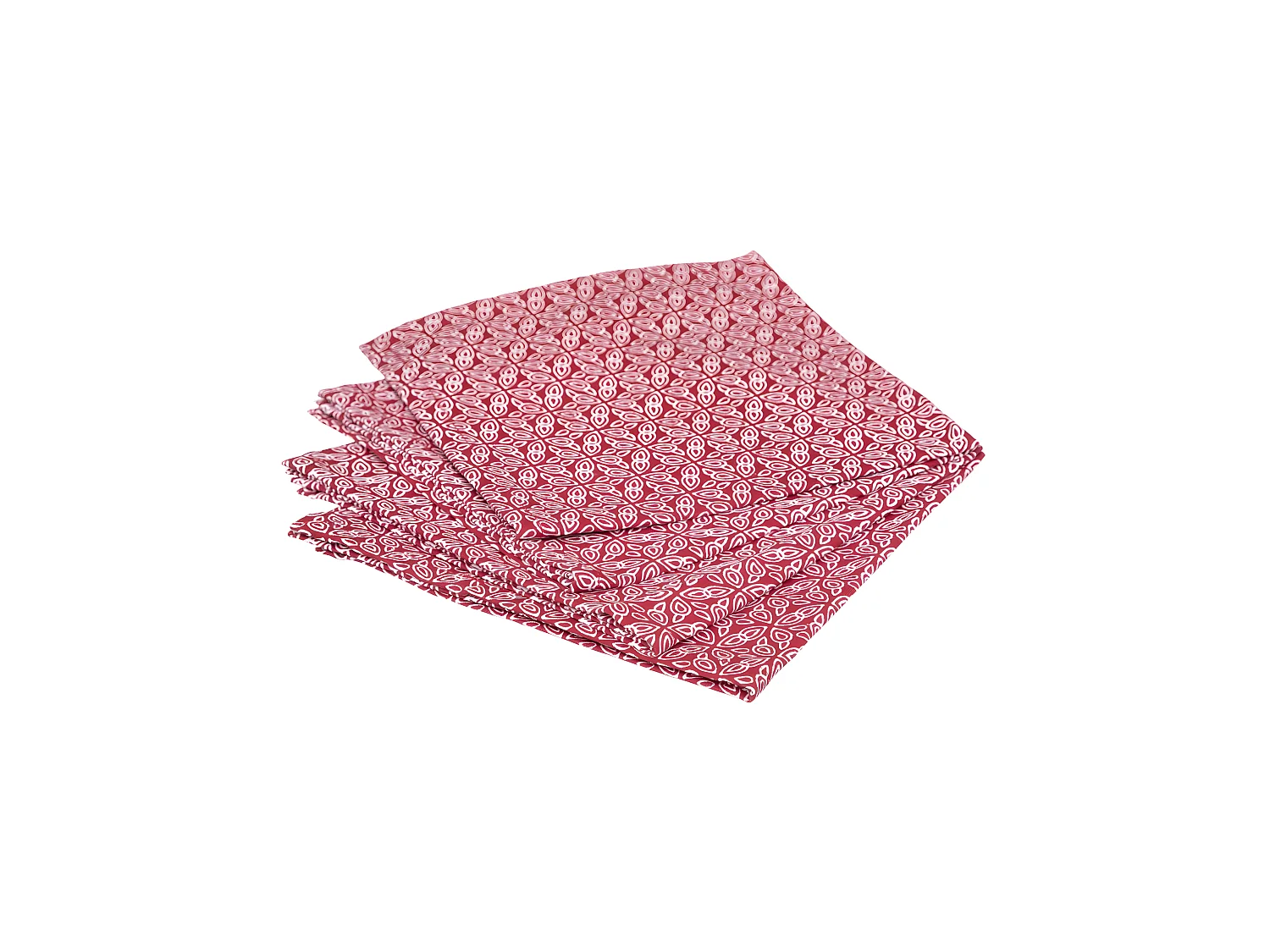 Lot de 4 Serviettes de table en Coton Rouge imprimé Olia 40 x 40 cm