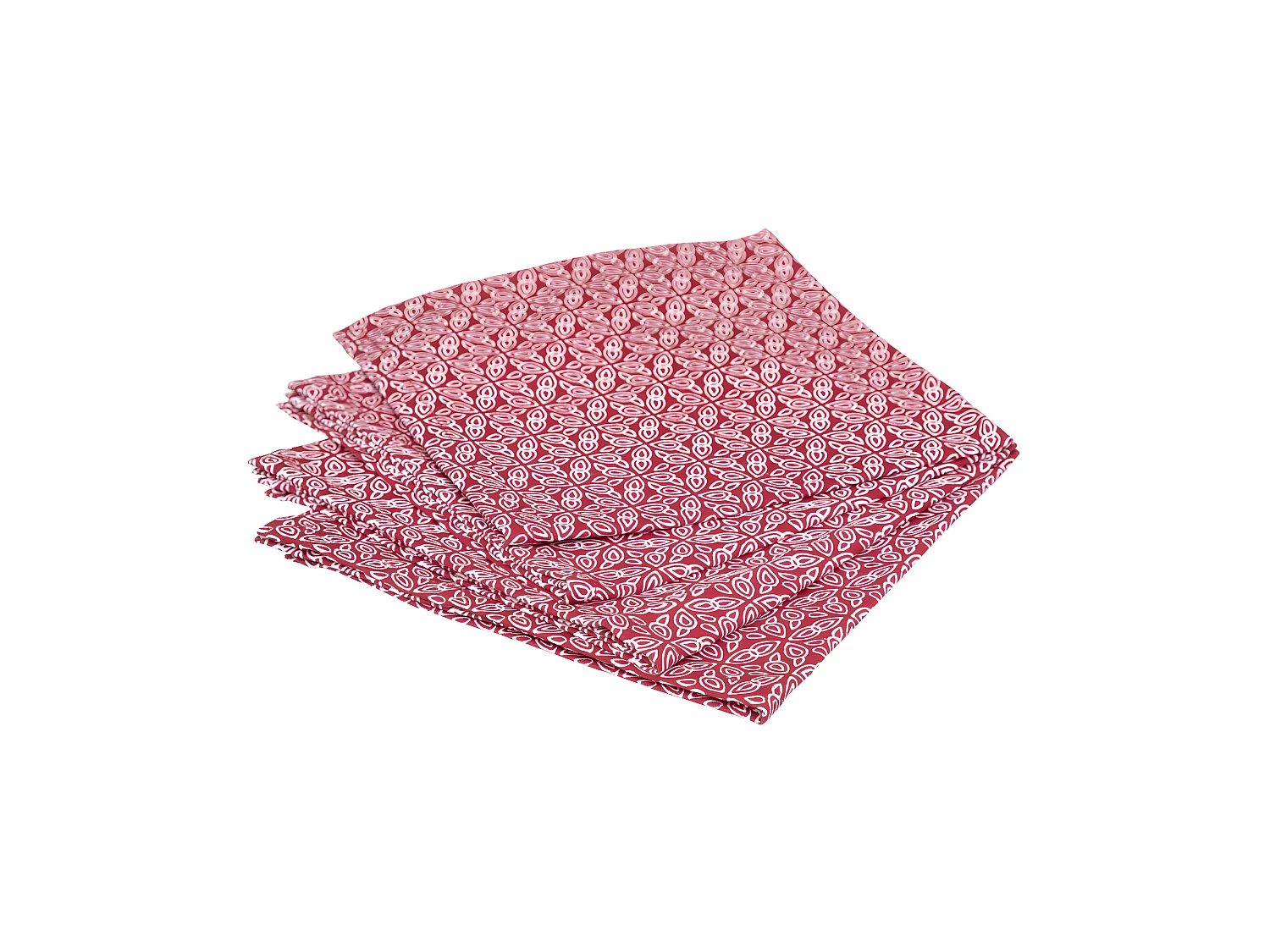 Lot de 4 Serviettes de table en Coton Rouge imprimé Olia 40 x 40 cm