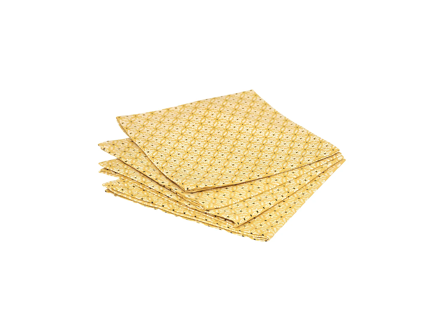 Lot de 4 Serviettes de table en Coton Ocre imprimé Paty 40 x 40 cm