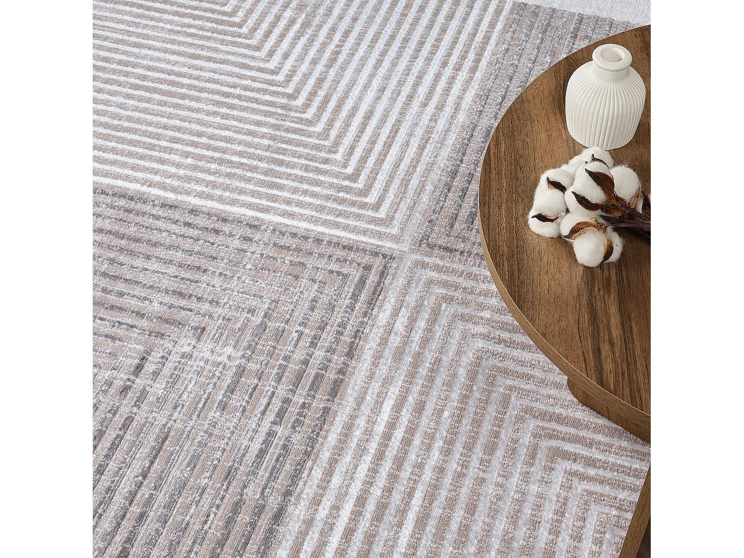 Alfombra Escandinava Bohemia - Beige/Blanco - 200x275cm - AITANA