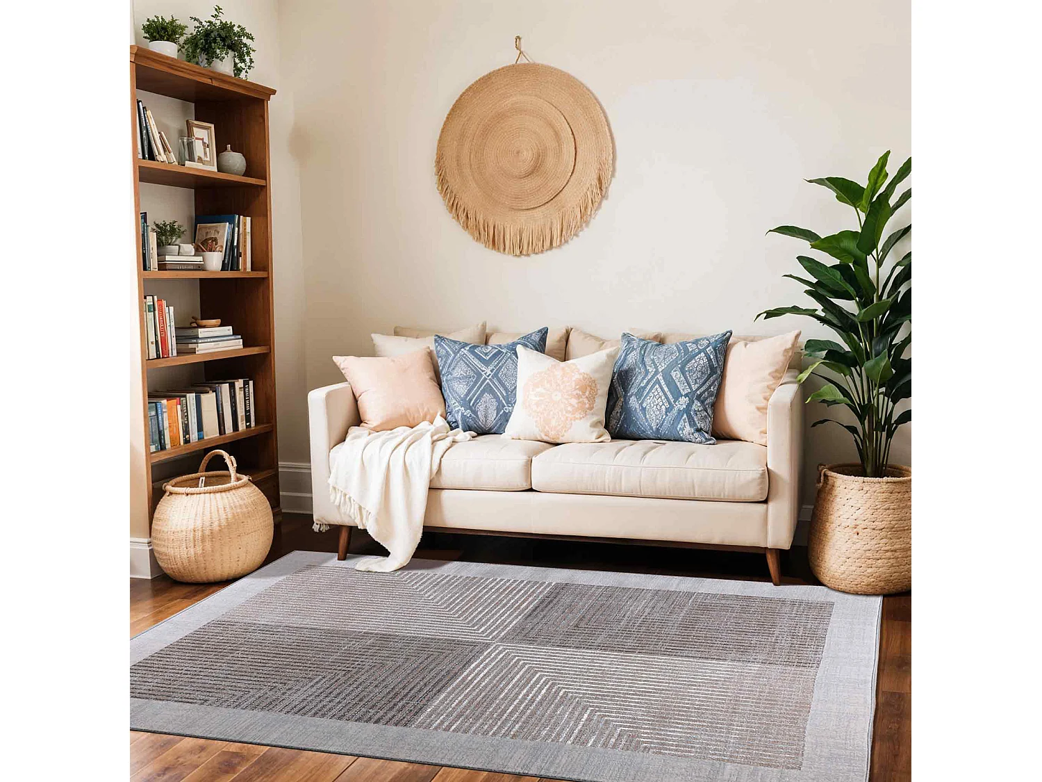 Alfombra Escandinava Bohemia - Beige/Blanco - 200x275cm - AITANA