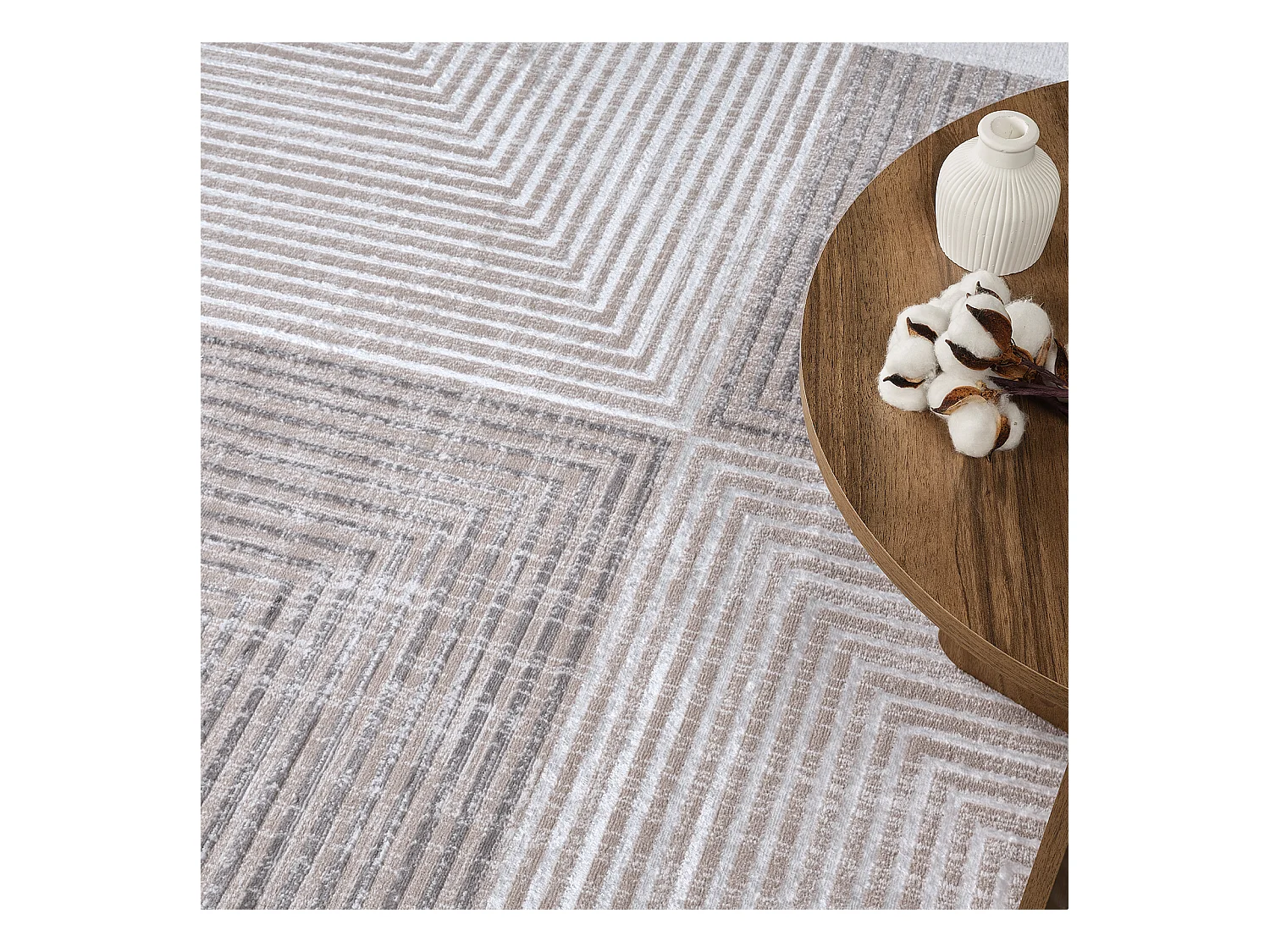 Tapis Scandinave Bohème - Gris/Beige - 160x213cm - AITANA