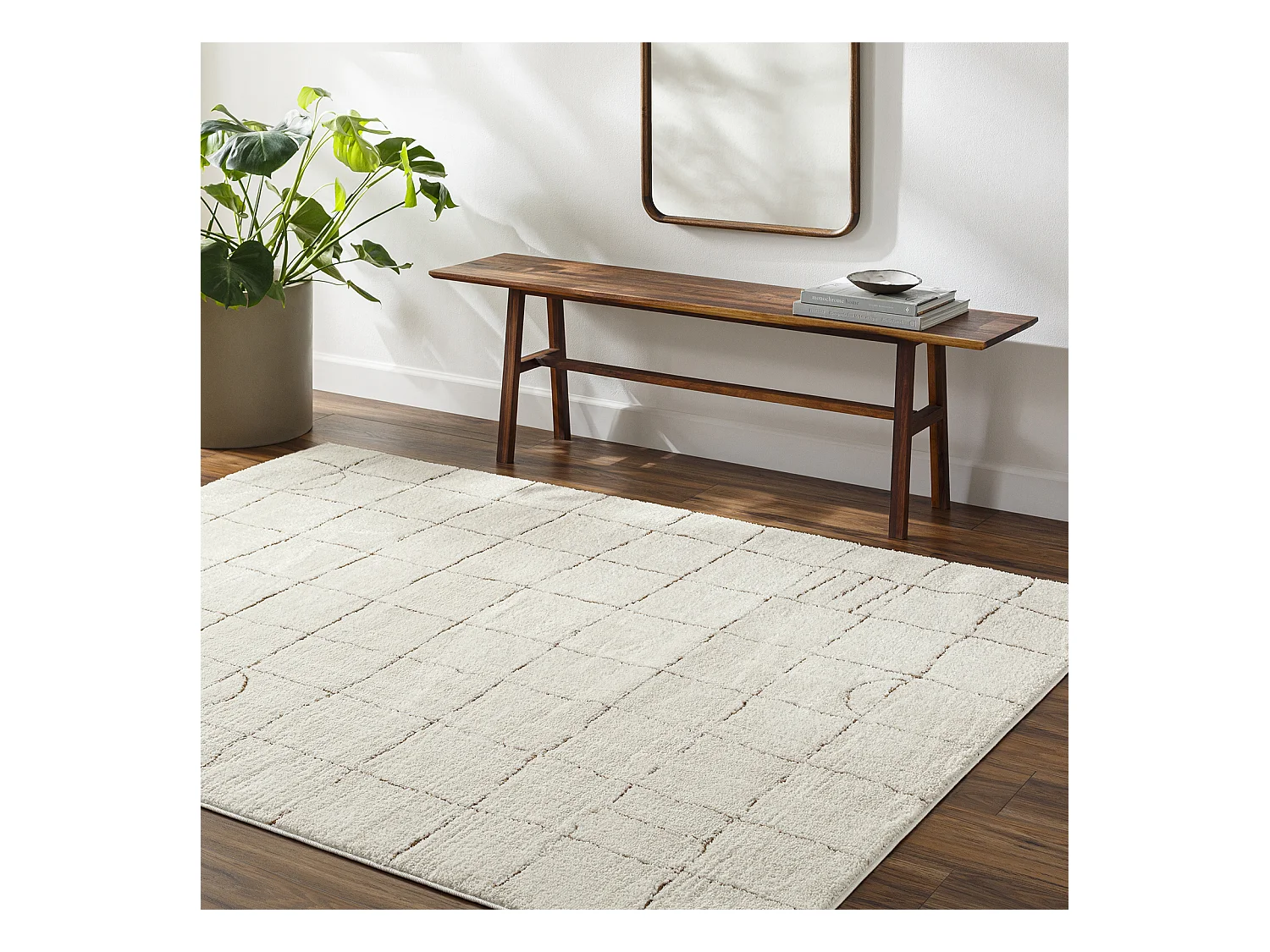 Modern Scandinavisch Tapijt - Ivoor/Terracotta - 160x213cm - HOPE