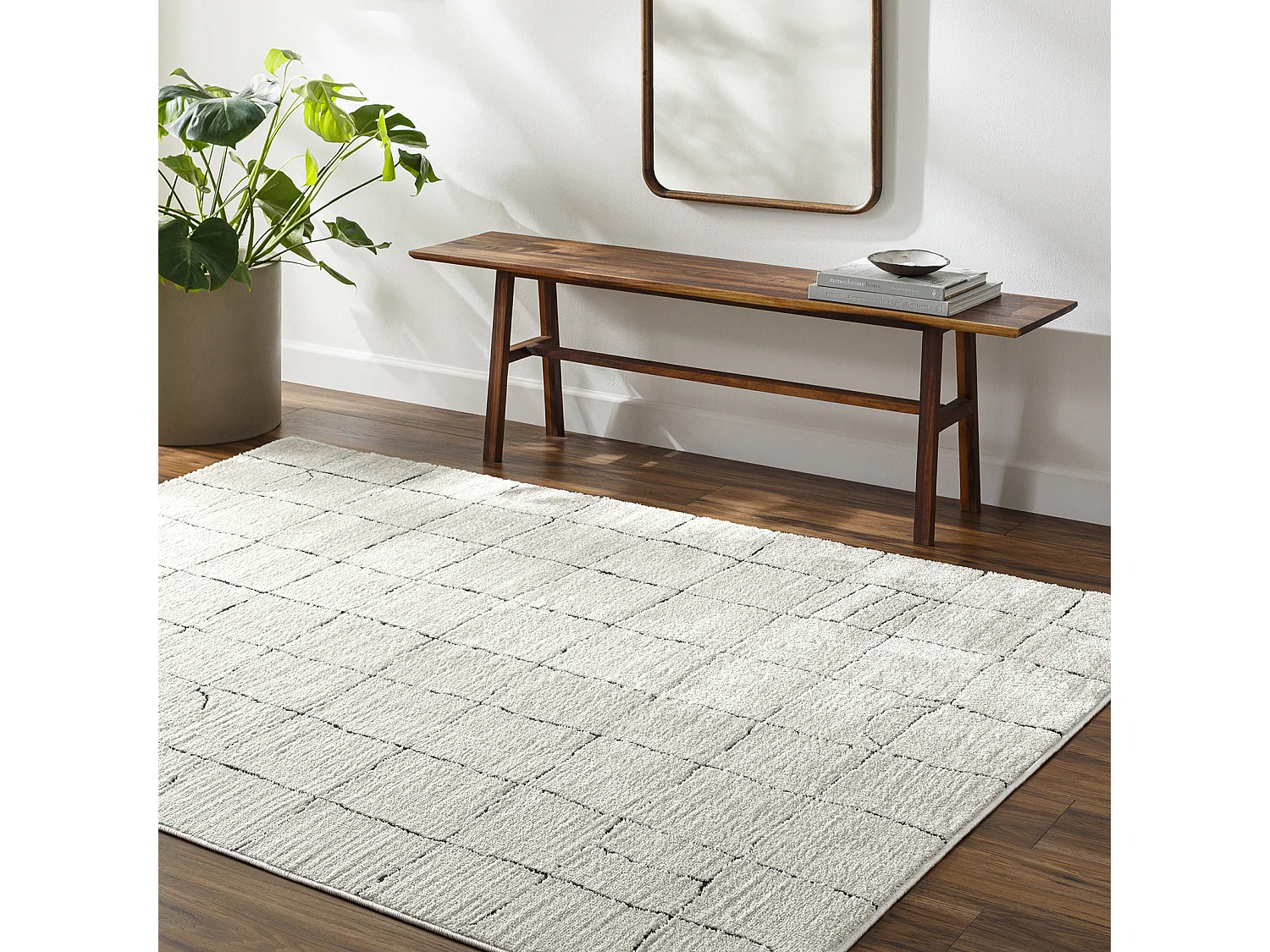 Tapis Scandinave Moderne - Ivoire/Gris - 160x213cm - HOPE