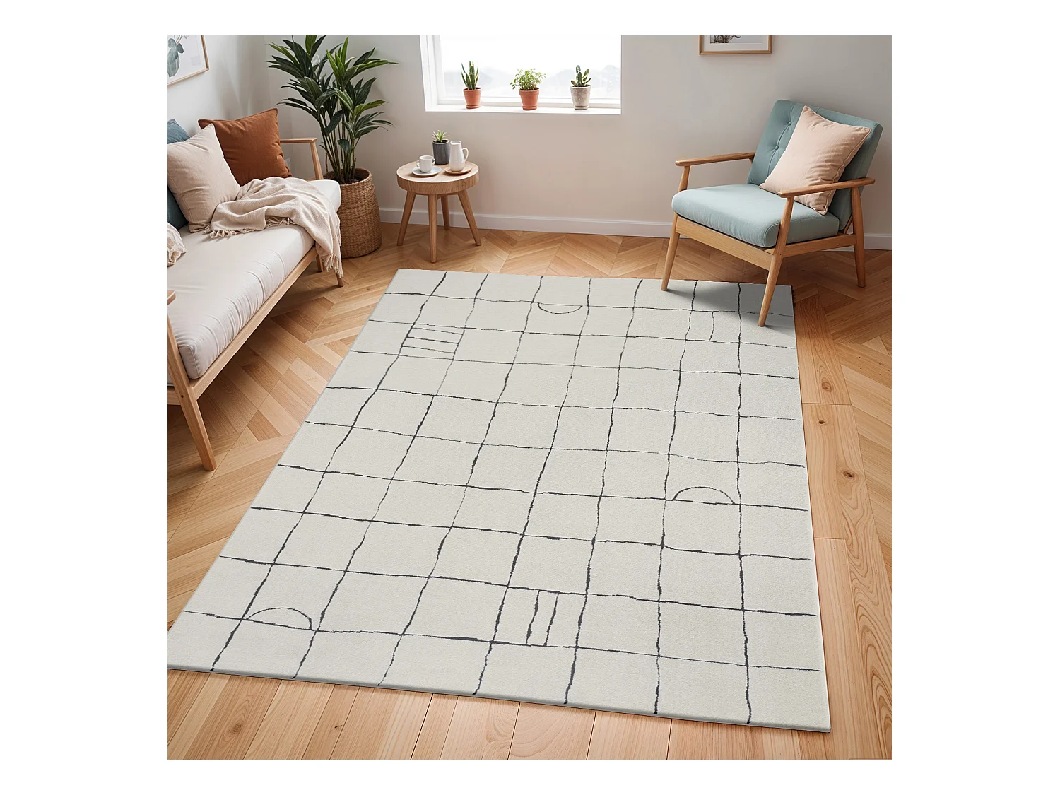 Tappeto Scandinavo Moderno - Avorio/Grigio - 200x275cm - HOPE