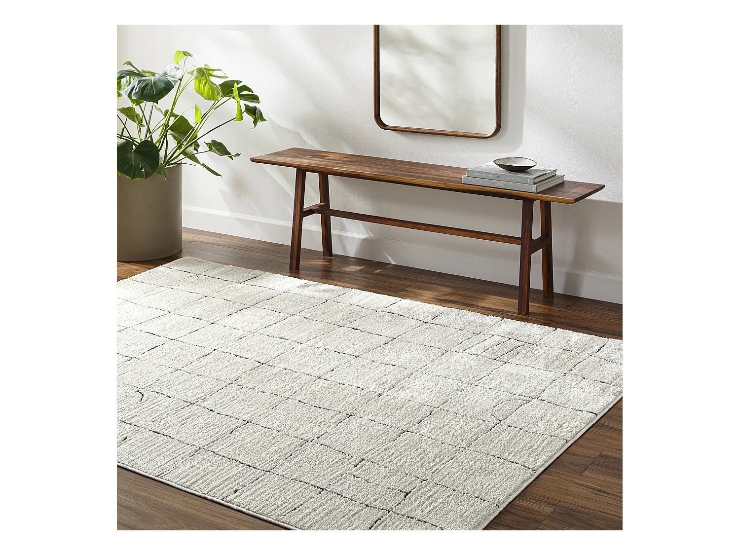 Tappeto Scandinavo Moderno - Avorio/Grigio - 200x275cm - HOPE