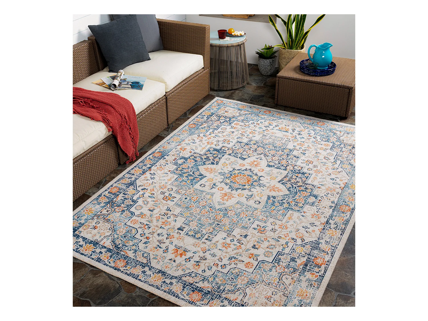 In-/Outdoor-Teppich - Blau/Beige - 200x275cm - SELMA