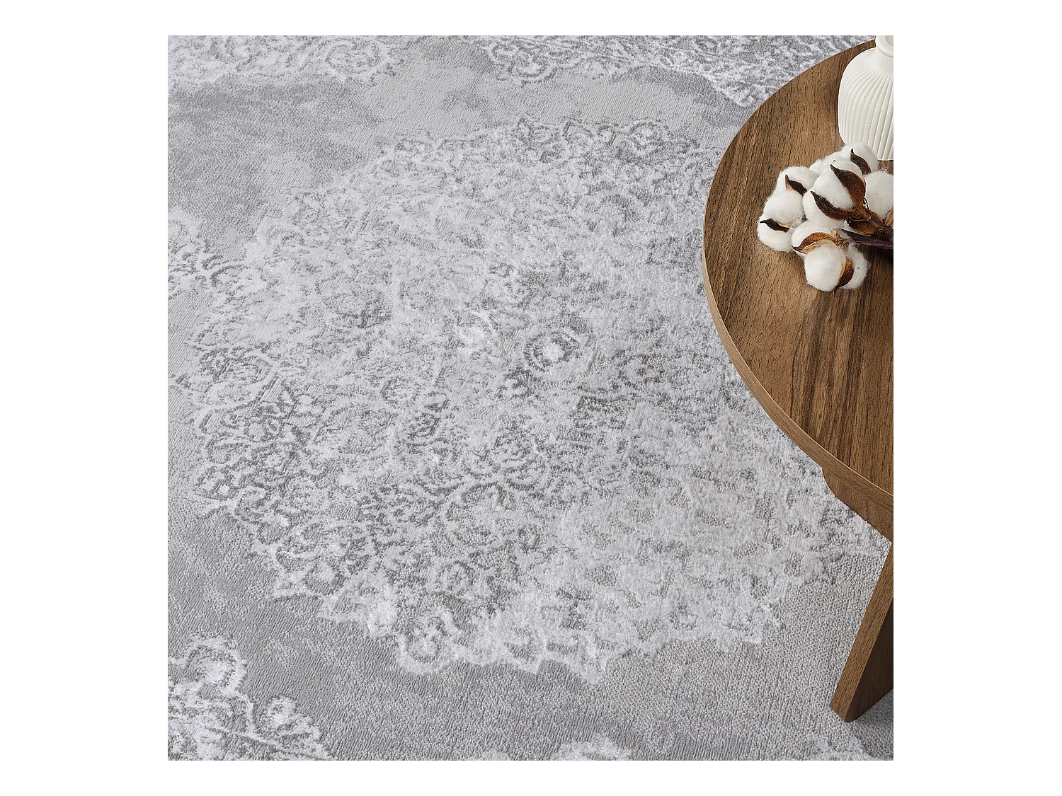 Tapis Vintage Oriental - Blanc/Gris - 80x150cm - DEFNE