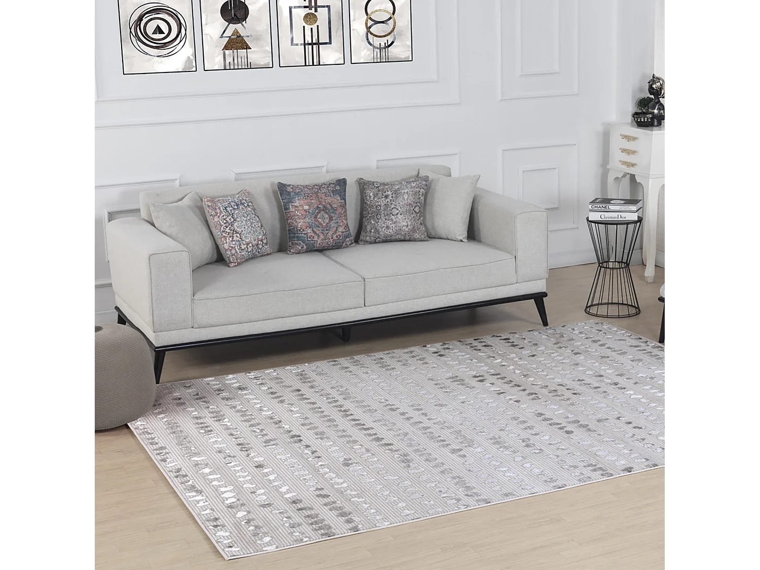 Tapis Scandinave à Pois - Gris/Blanc - 160x213cm - VALKIRIA