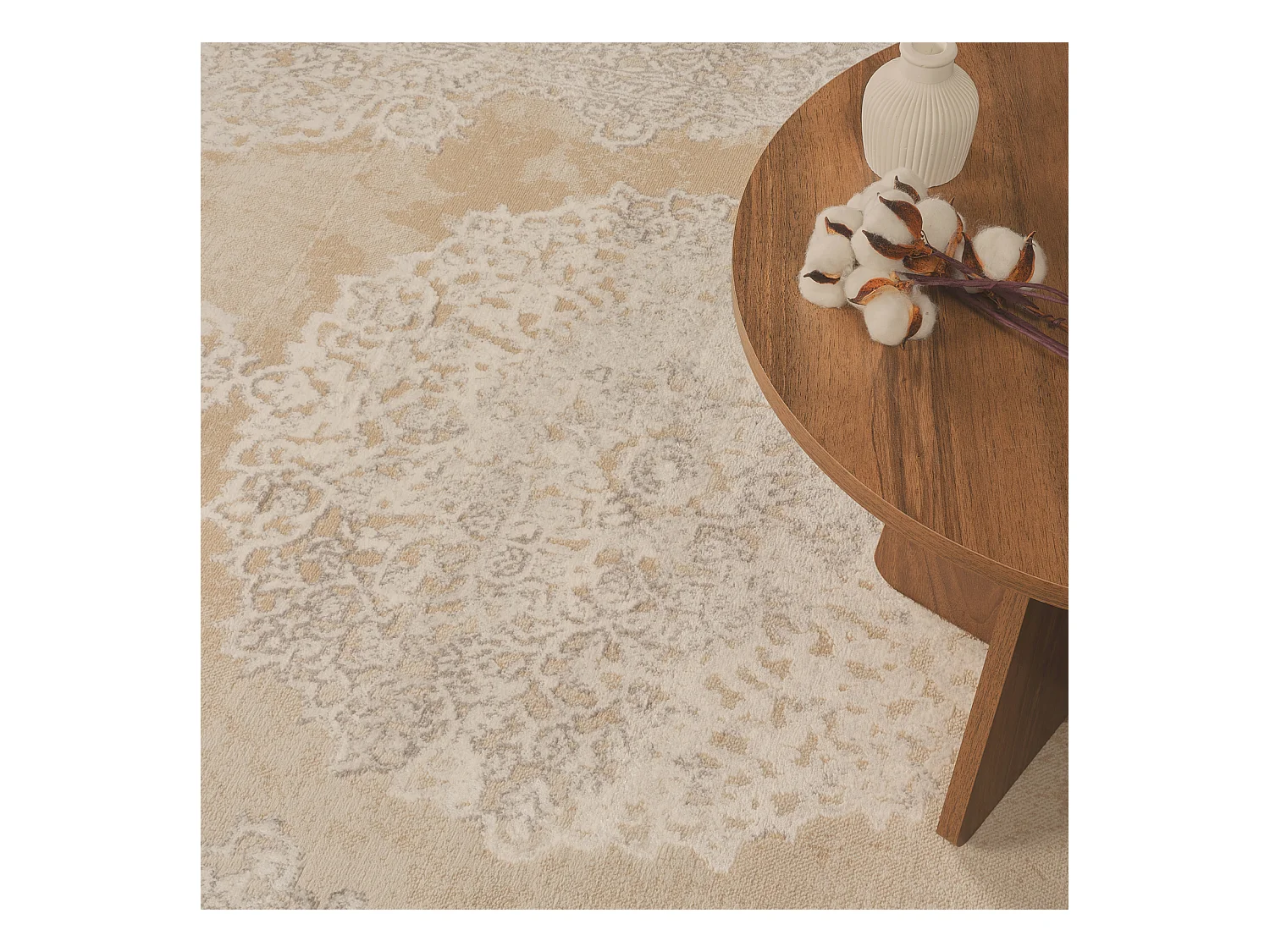 Vintage Oosters Tapijt - Beige/Wit - 160x213cm - DEFNE