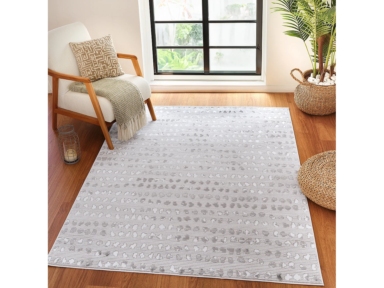 Scandinavisch Tapijt met Stippen - Beige/Wit - 200x275cm - VALKIRIA