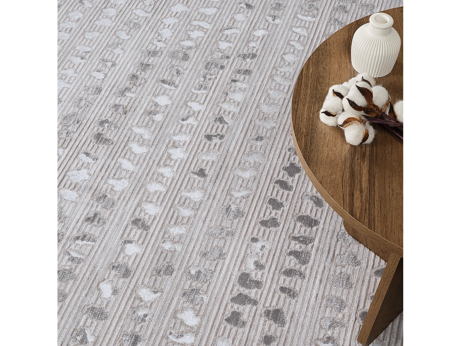 Scandinavisch Tapijt met Stippen - Beige/Wit - 200x275cm - VALKIRIA