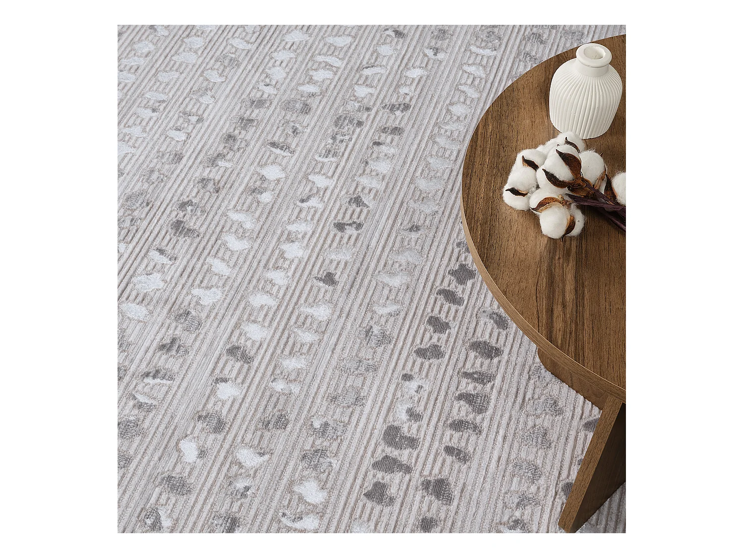 Scandinavisch Tapijt met Stippen - Beige/Wit - 200x275cm - VALKIRIA
