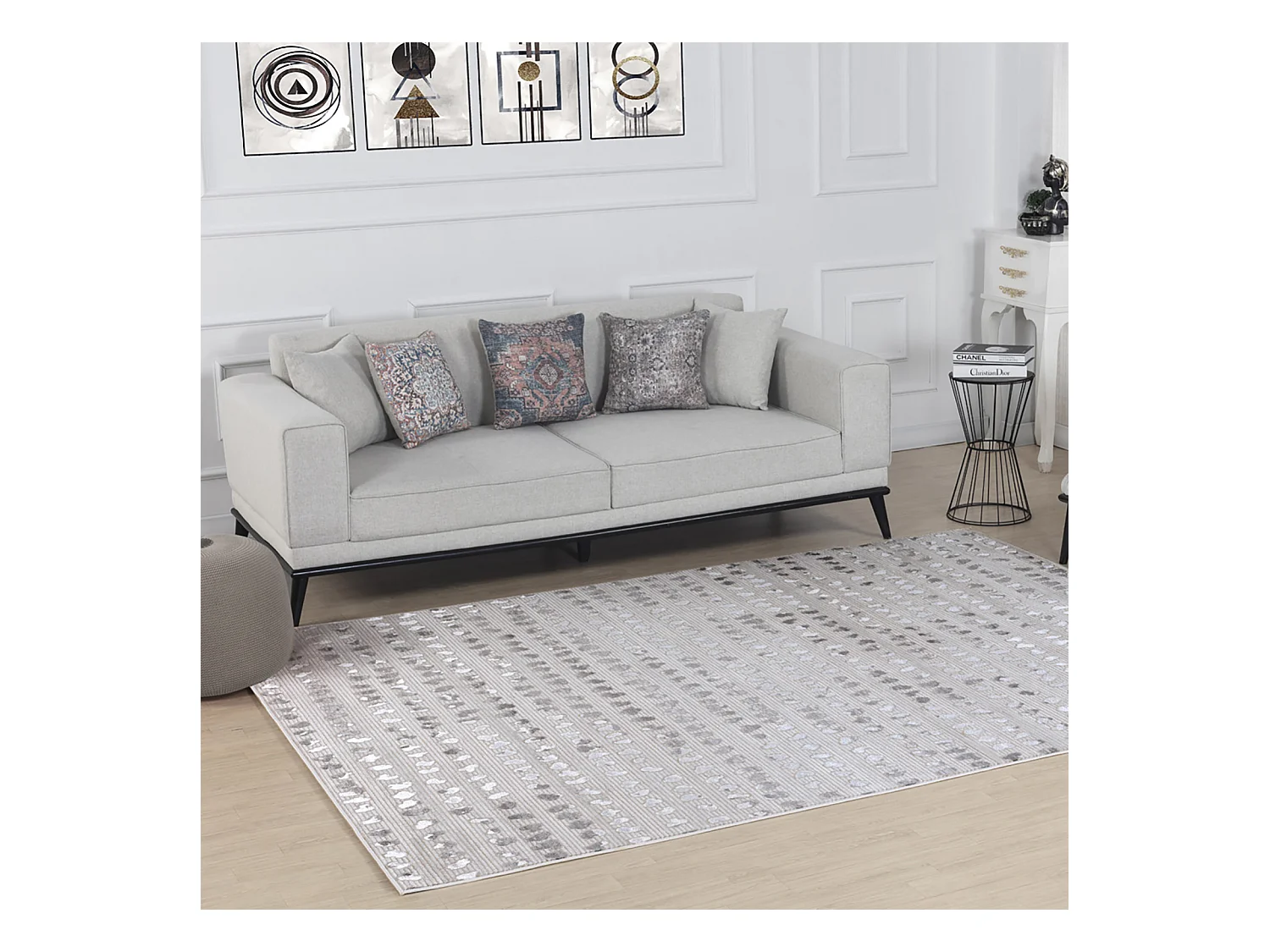 Scandinavisch Tapijt met Stippen - Beige/Wit - 200x275cm - VALKIRIA