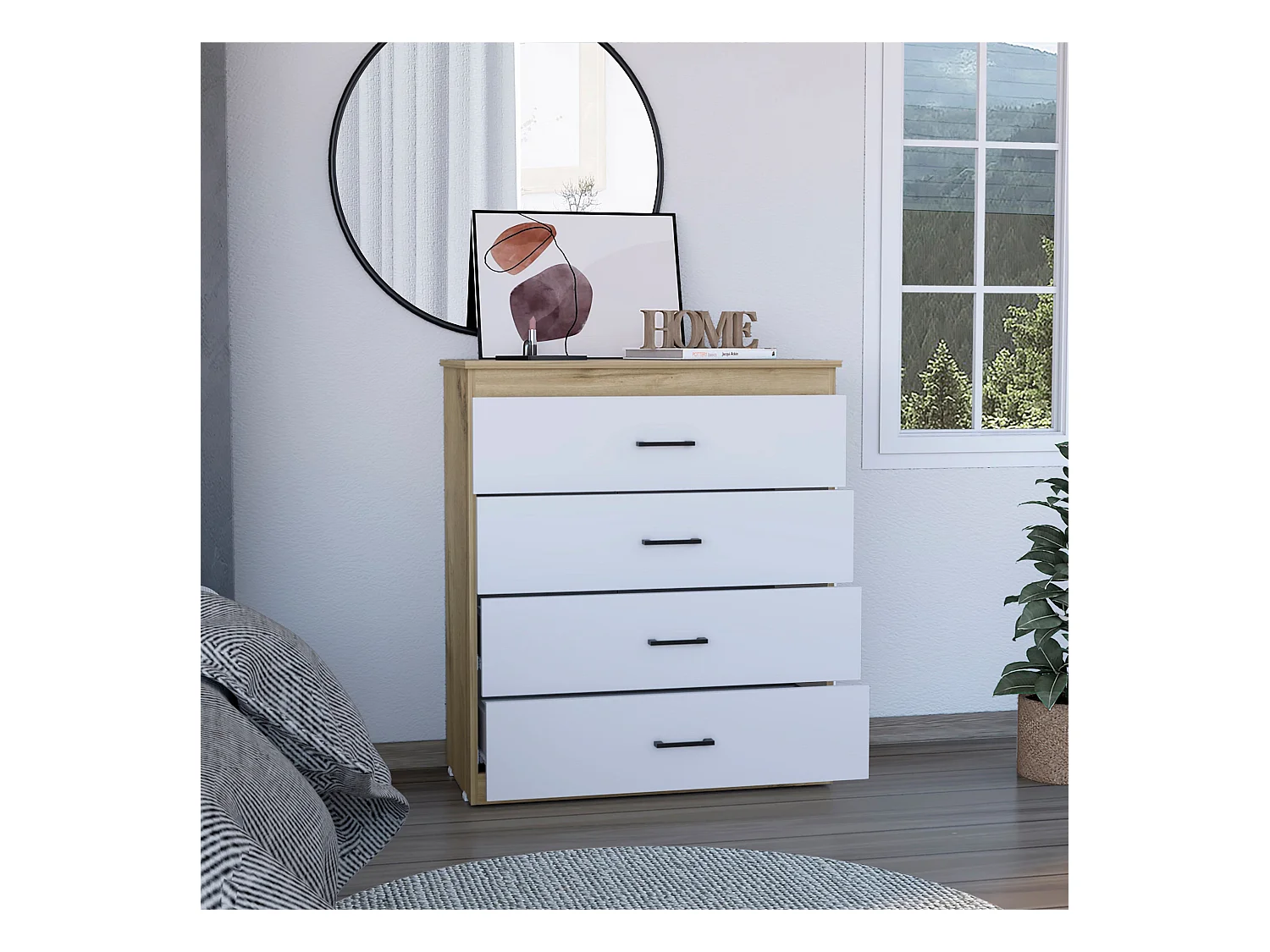 Cassettiera Eter a 4 cassetti, con maniglie in metallo 92 CM L X 80 CM P X 40 CM L X 40 CM Duna / Bianco