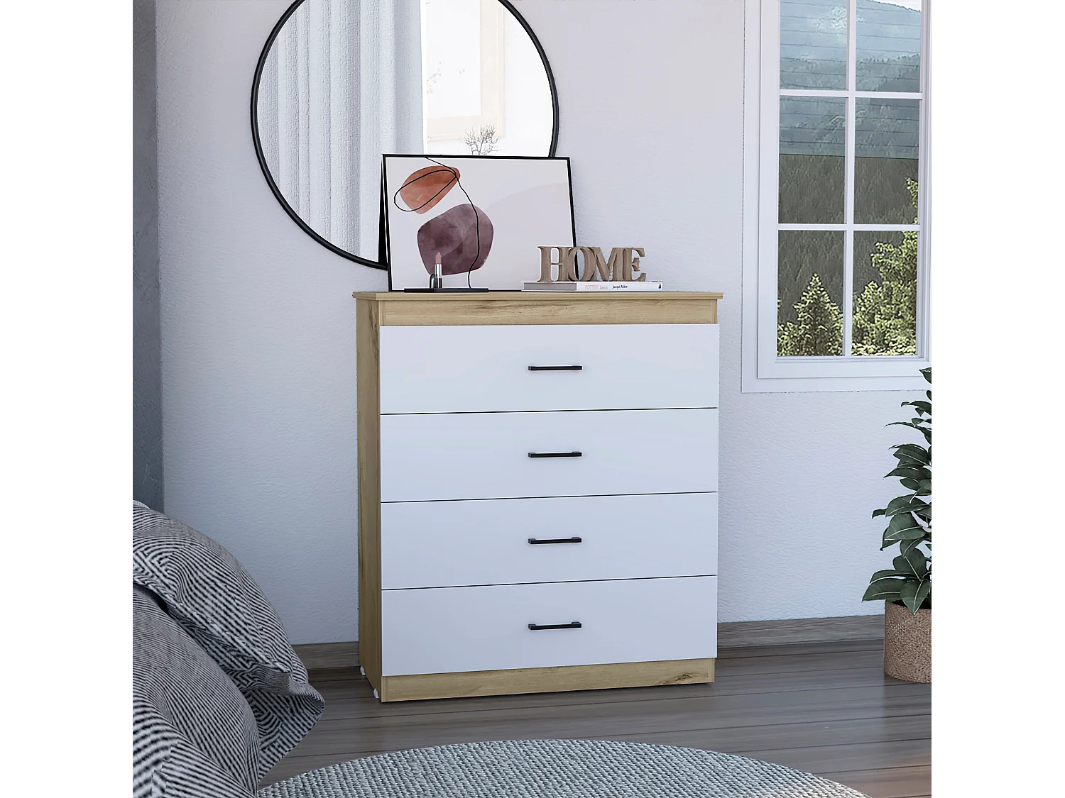 Cassettiera Eter a 4 cassetti, con maniglie in metallo 92 CM L X 80 CM P X 40 CM L X 40 CM Duna / Bianco