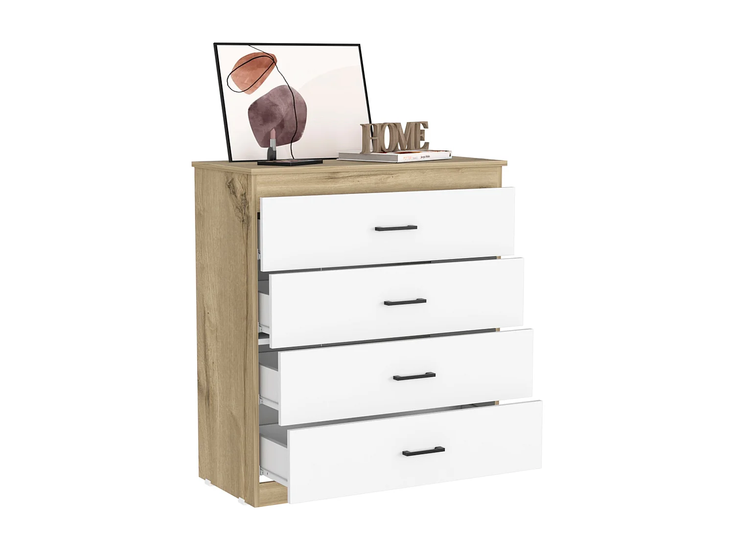 Cassettiera Eter a 4 cassetti, con maniglie in metallo 92 CM L X 80 CM P X 40 CM L X 40 CM Duna / Bianco