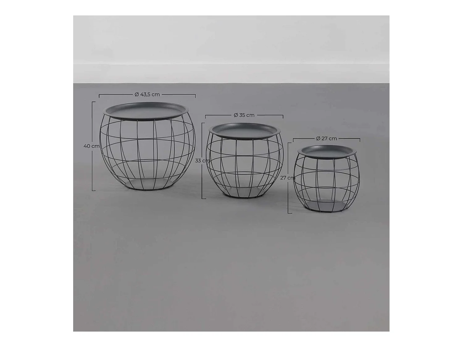Kit 3 Mesitas de Centro Redondas Baloon Thinia Home