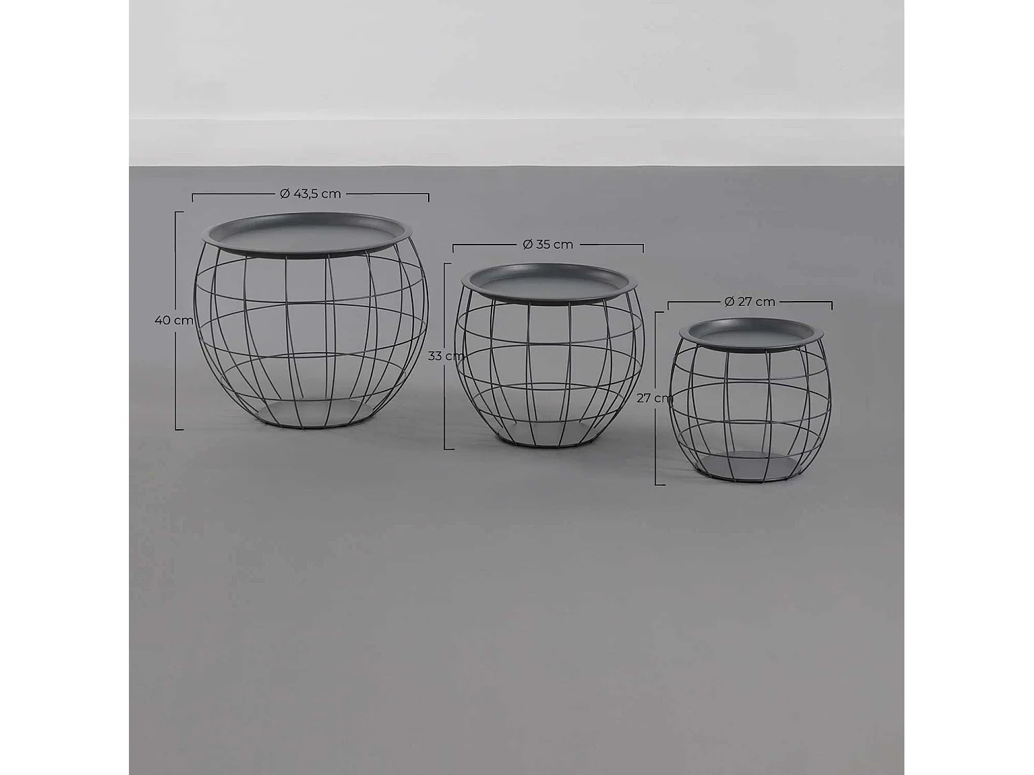 Set de 3 tables basses rondes Baloon Thinia Home