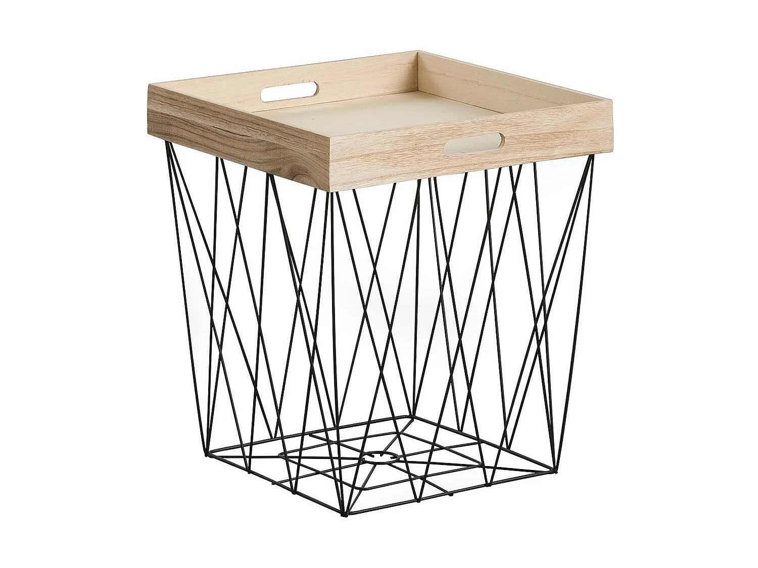 Tavolino quadrato Vassoio Beige/Nero Vassoio 44,5x37,5x37,5cm Thinia Home