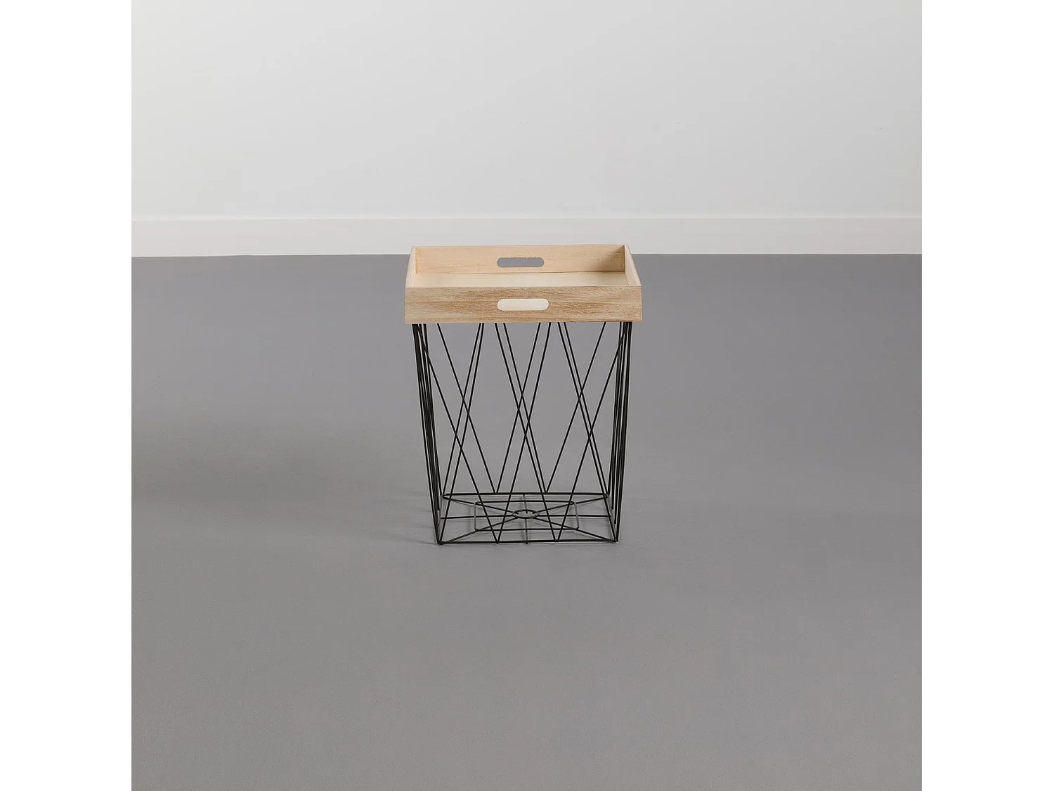 Tavolino quadrato Vassoio Beige/Nero Vassoio 44,5x37,5x37,5cm Thinia Home