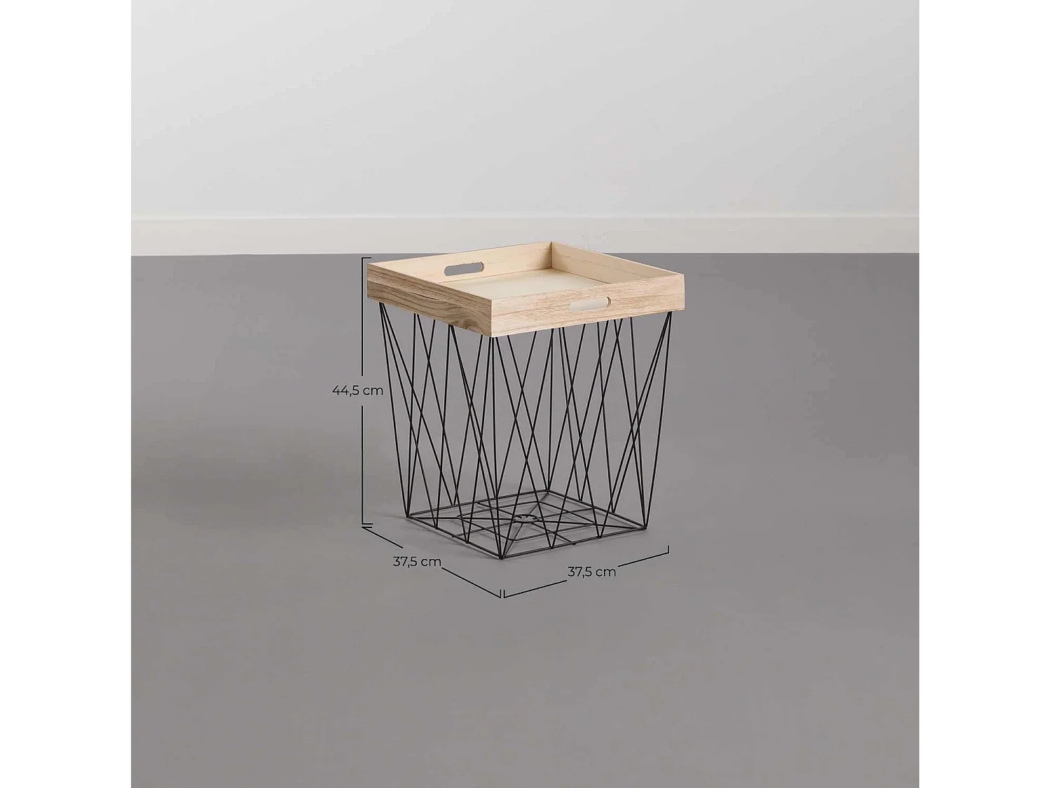 Tavolino quadrato Vassoio Beige/Nero Vassoio 44,5x37,5x37,5cm Thinia Home