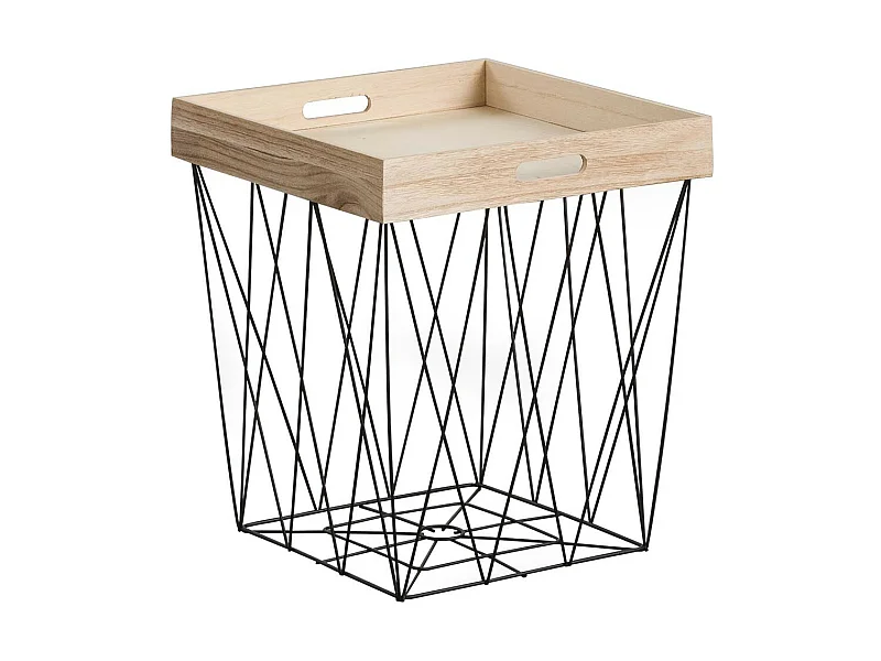 Tavolino quadrato Vassoio Beige/Nero Vassoio 44,5x37,5x37,5cm Thinia Home