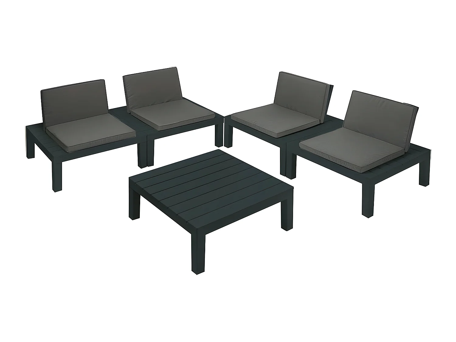 Ensemble de jardin Table et 4 bancs avec coussins Api Progarden