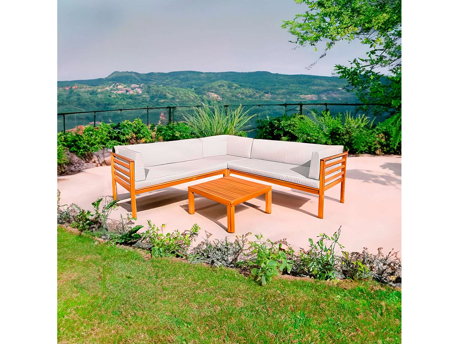 Altair 7house Ensemble de jardin avec table carrée et 3 canapés avec siège d'angle 7house