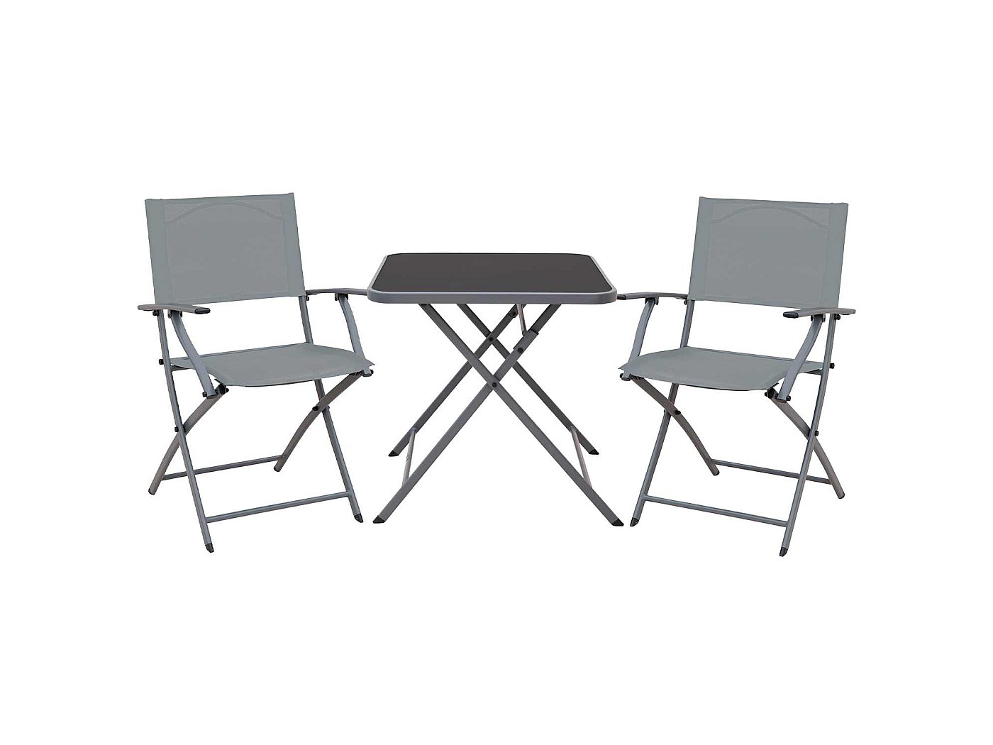 Conjunto de Jardín Plegable Mesa Cuadrada y 2 Sillas con Brazos Amber